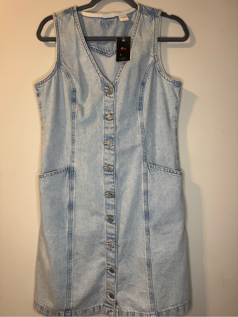 Levi’s Vianna Vest Dress Women’s Large Light Wash Denim Button Front NWT